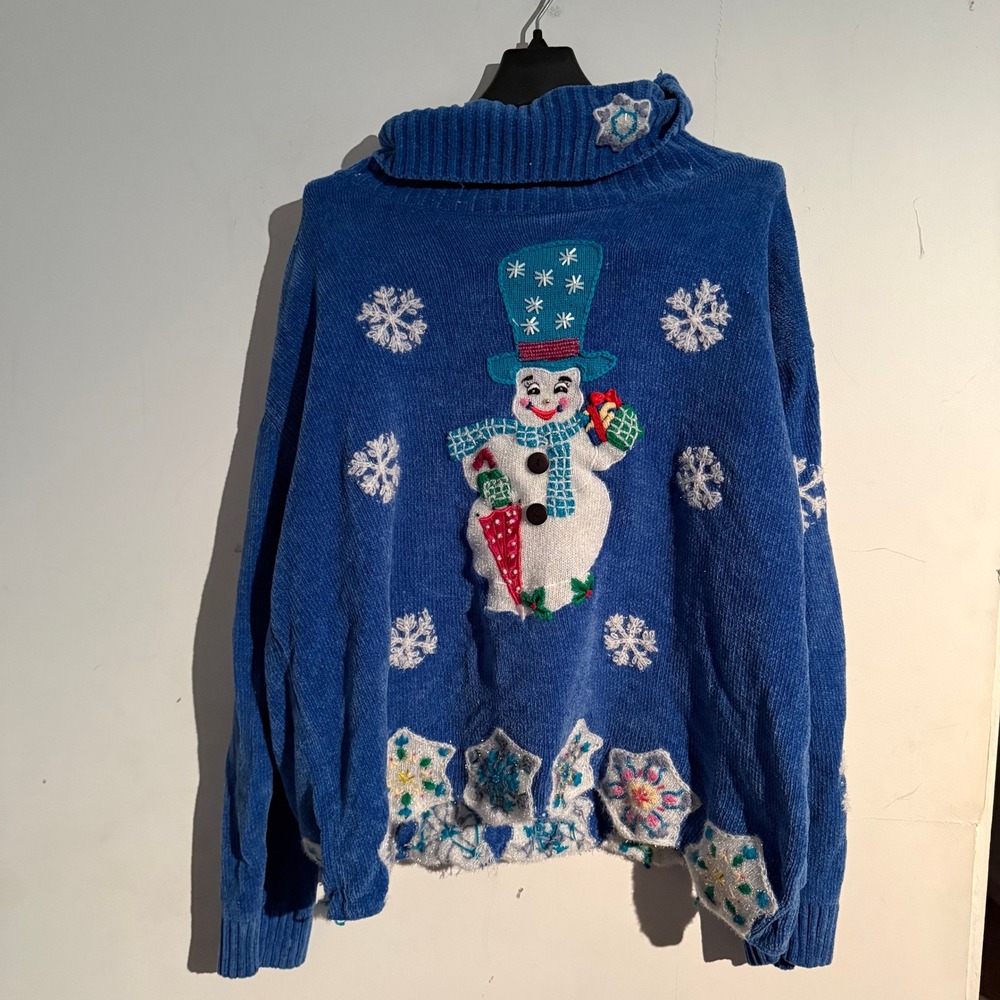 Christopher Radko Large Snowman Beaded Sweater Vintage Retro grandmacore